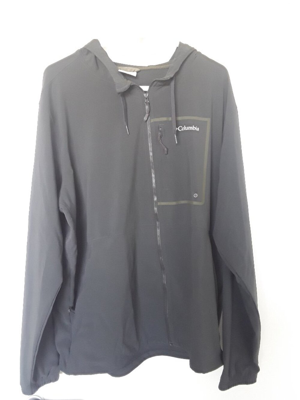 Columbia XL Hooded Jacket • Dark Gray • Lightweight Windbreaker • Full Zip